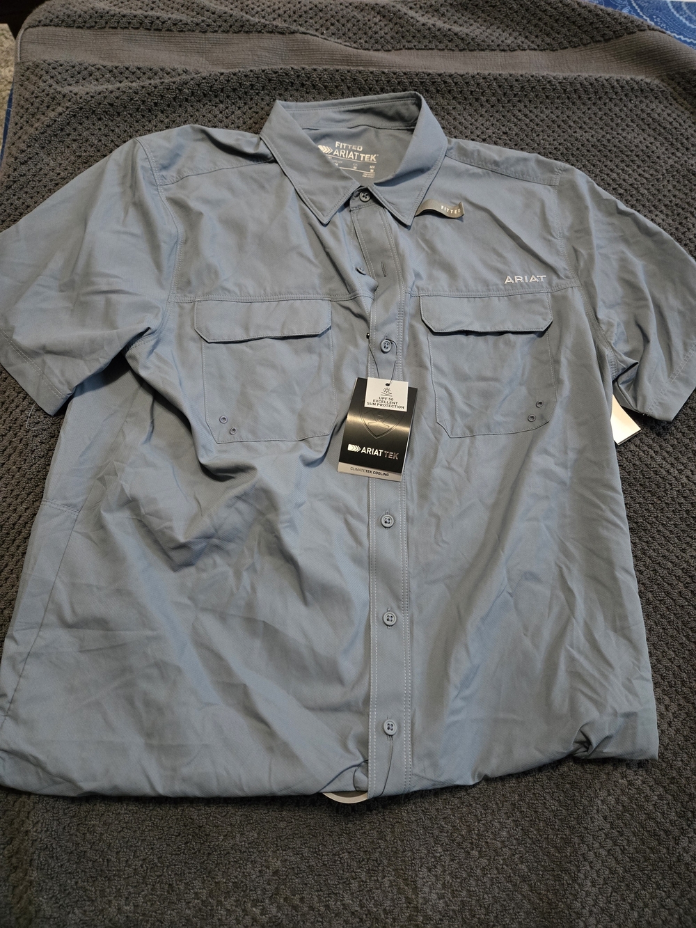 Ariat Men’s Short Sleeve Button-Down Shirt - Light Slate Blue